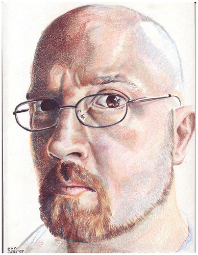 Colored pencil portrait entitled Self Portrait II