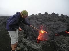 Poking lava