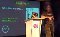 Christian Heilmann on stage at Open Hack Day