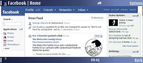 Facebook on Nokia E90