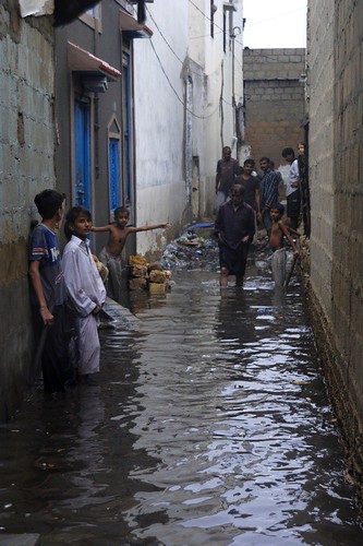 A street in Machar Colony, following the August storms over Karachi.