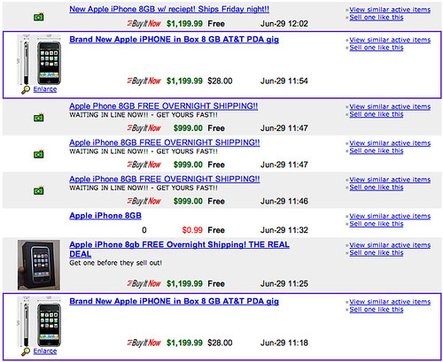 iPhone's Market Rate on Ebay