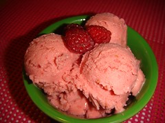 Homemade raw milk raspberry ice cream