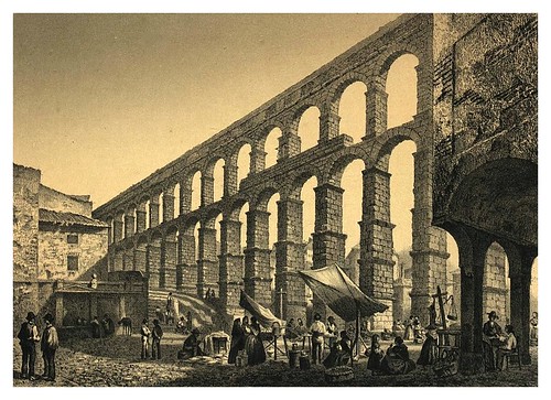 035-Acueducto de Segovia, desde la Plaza del Azoguejo (1865) - Parcerisa, F. J.Biblioteca digital de Castilla y León   