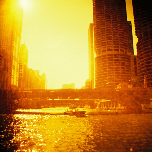 フリー写真素材|建築・建造物|都市・街|高層ビル|橋|川・河川|夕日・夕焼け・日没|アメリカ合衆国|