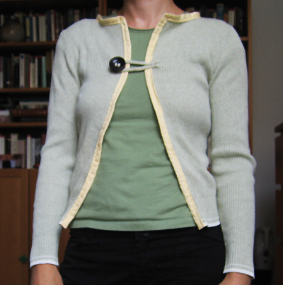 Sweater to cardigan wardrobe refashion