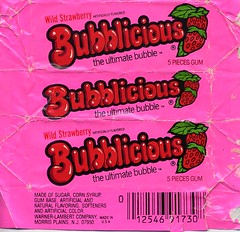 Wild Strawberry Bubblicious gum wrapper