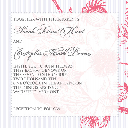 Pink and Gray Vintage Wedding Invitation