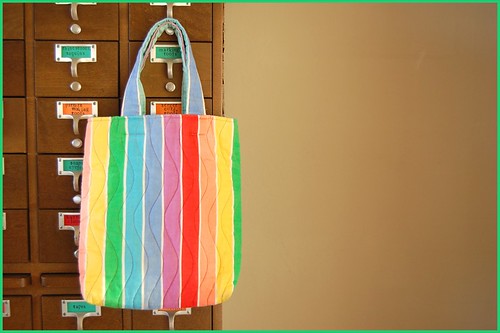 thrifted rainbow bag