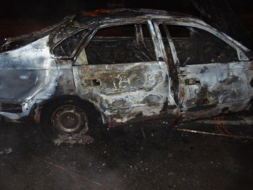Burning car in Wheatley Village