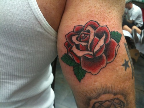 traditional rose tattoo today I tattooed a traditional rose on my friend