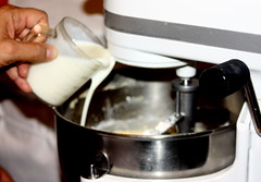 Mixing Cream into the Cupcake Batter
