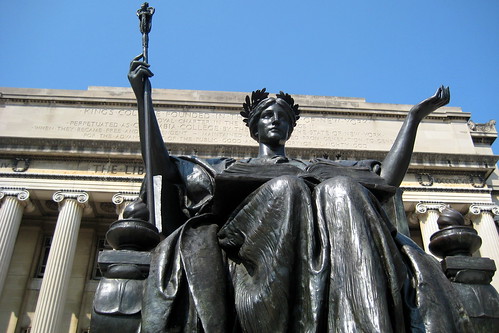 Photo of Columbia Universitys Minerva sculpture, Alma Mater, by wallyg.