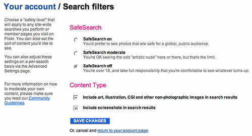 Flickr SafeSearch Settings