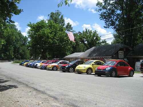 Beetles in front of the Elbow Inn