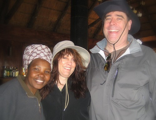 JUDY, MYSELF AND STEVE AT NXABEGA CAMP IN BOTSWANA