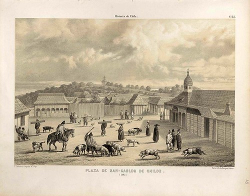 032-Plaza de San Carlos de Chiloe en 1835-Atlas de la historia física y política de Chile-1854-Claudio Gay