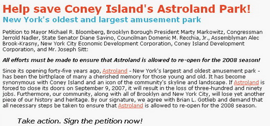 Astroland Petition