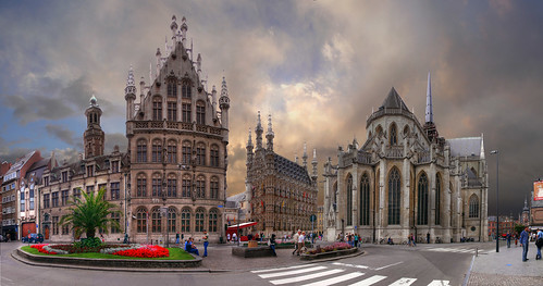 City Hall and Sint Pieter church, Leuven, Belgium