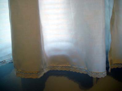 Duvet cover curtains, lace detail.