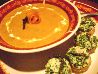 pumpkin soup and stuffed mushrooms
