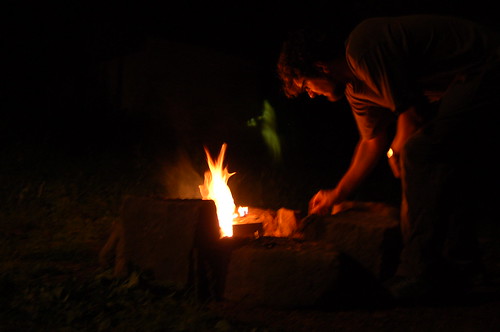 boy sets fire