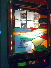 A jukebox with a sheet of A4
explaining that it's not worth putting in money.