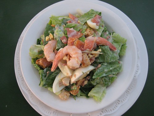 Salmon and Prawn Caesar Salad