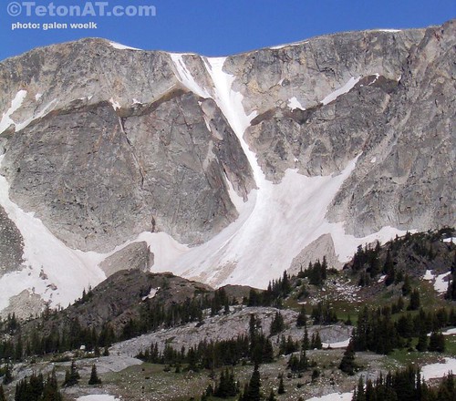 Airline Couloir still holding snow in the Snowy Range in Southeastern Wyoming