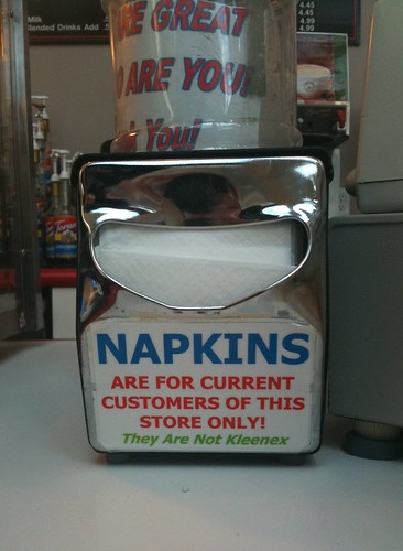 NAPKINS are for current customers of this store only! They Are Not Kleenex