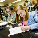 Students working on a lab together.