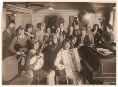 Women's jazz band on a ship