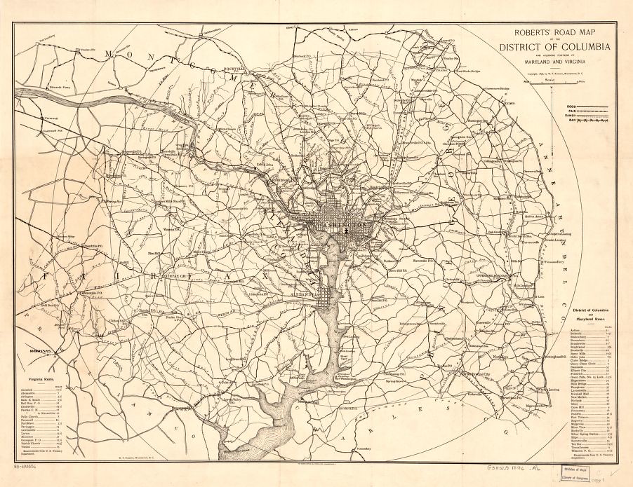 : Roberts Bicycle Map Washington DC and area 1896