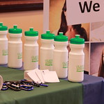 Promotional material on display at a career fair