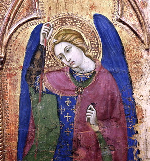 IMG_9275D Barnaba da Modena (1328-1386 Gènes). Vierge à l'enfant entre Saint Jean Baptiste et Saint Michel. Virgin and Child between Saint John the Baptist and Saint Michel. Avignon.