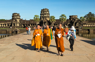 Monks Leaving Angkor Wat, Siem Reap, Cambodia