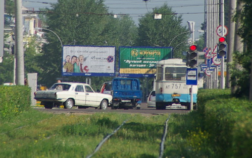 Angarsk. Last LiAZ-677M bus at street. ©  trolleway