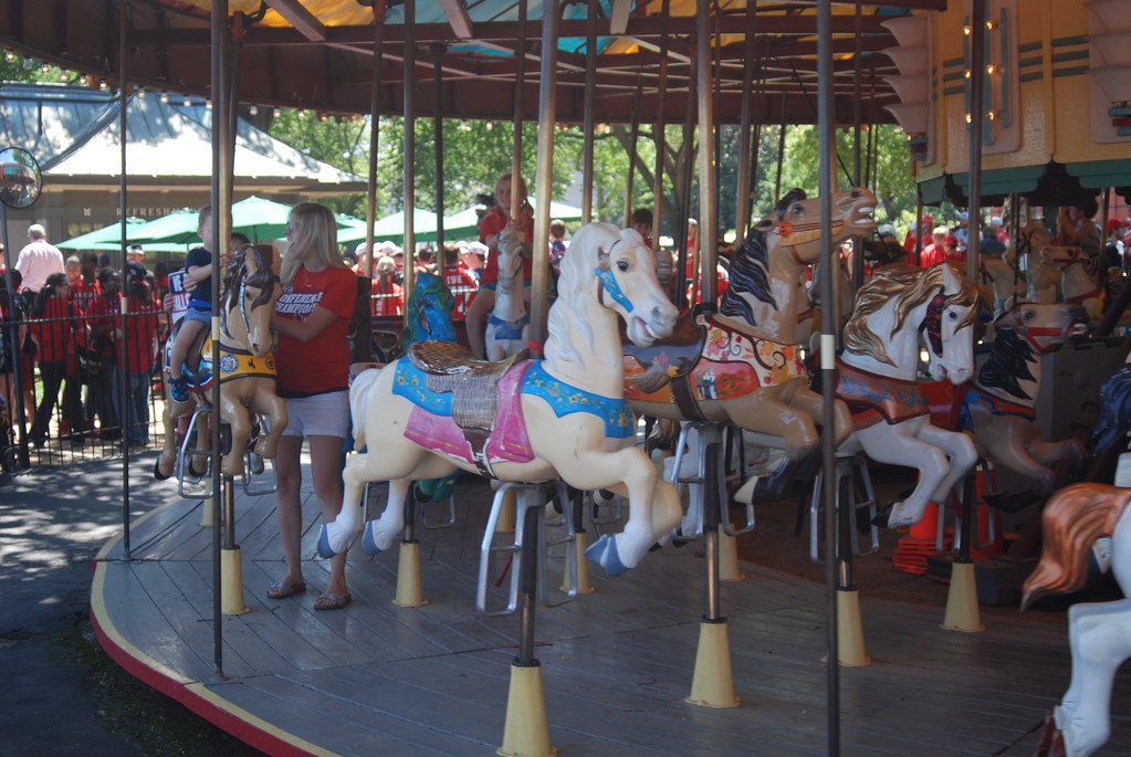 : Caps fans ride carousel - Caps parade