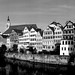 Panoramablick:  - Platanenallee mit Neckarinsel und die beliebte TÃ¼binger Neckarfront -