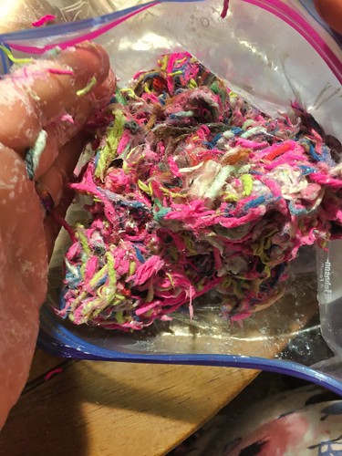 plastic bag with yarn for yarn bowl