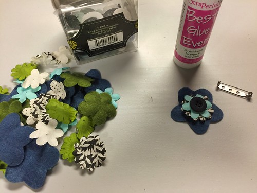 choosing the colors for the floral pin