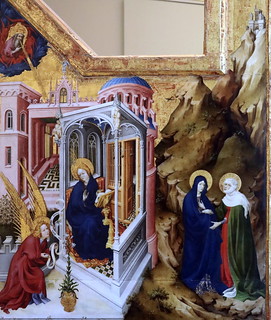 IMG_1190E Melchior Broederlam  peintre actif à Ypres vers 1380 Retable de la Crucifixion. Volet au verso  Annonciation et visitation Dijon Musée des Beaux Arts
