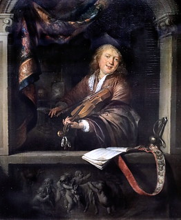 IMG_6690B Gerrit Dou 1613-1675. Leiden. The violinist at the window  Le violoniste à la fenêtre 1665 Dresde. Gemäldegalerie Alte Meister.