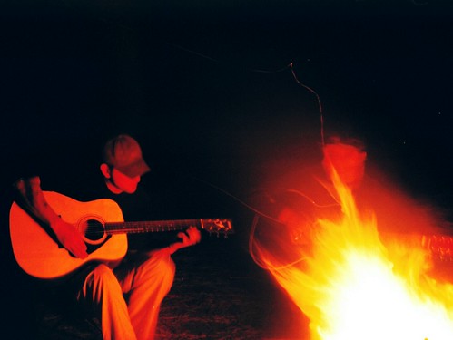 playing by the fire