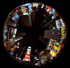 Times Square fisheye looking straight up