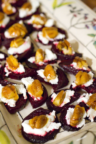 Beet, Goat Cheese, and Candied Pecans