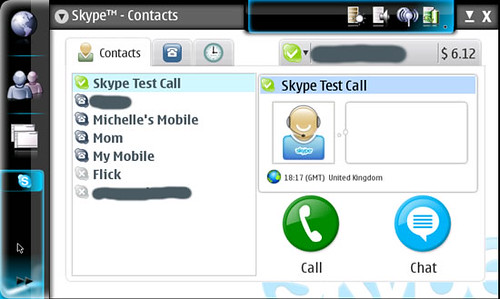 Skype main screen on N800