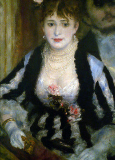 Renoir, La Loge with detail of female figure