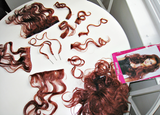 how to make clip in hair extension from a wig+DIY+Hair Tutorial+Costumes+Halloween wig