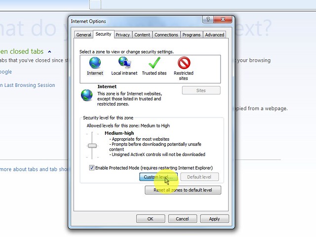 change the security level in internet explorer for mac